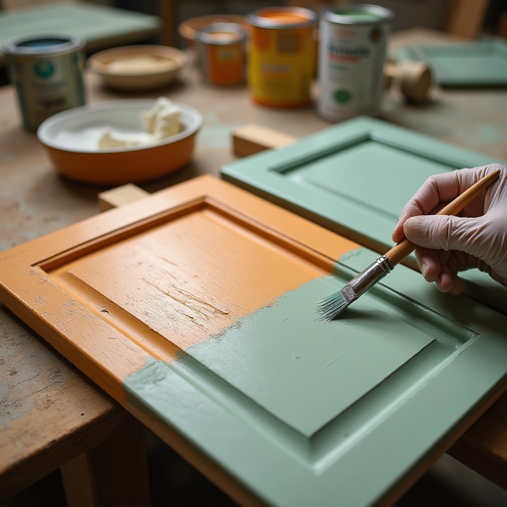 Kitchen cabinet refinishing with smooth painted finish