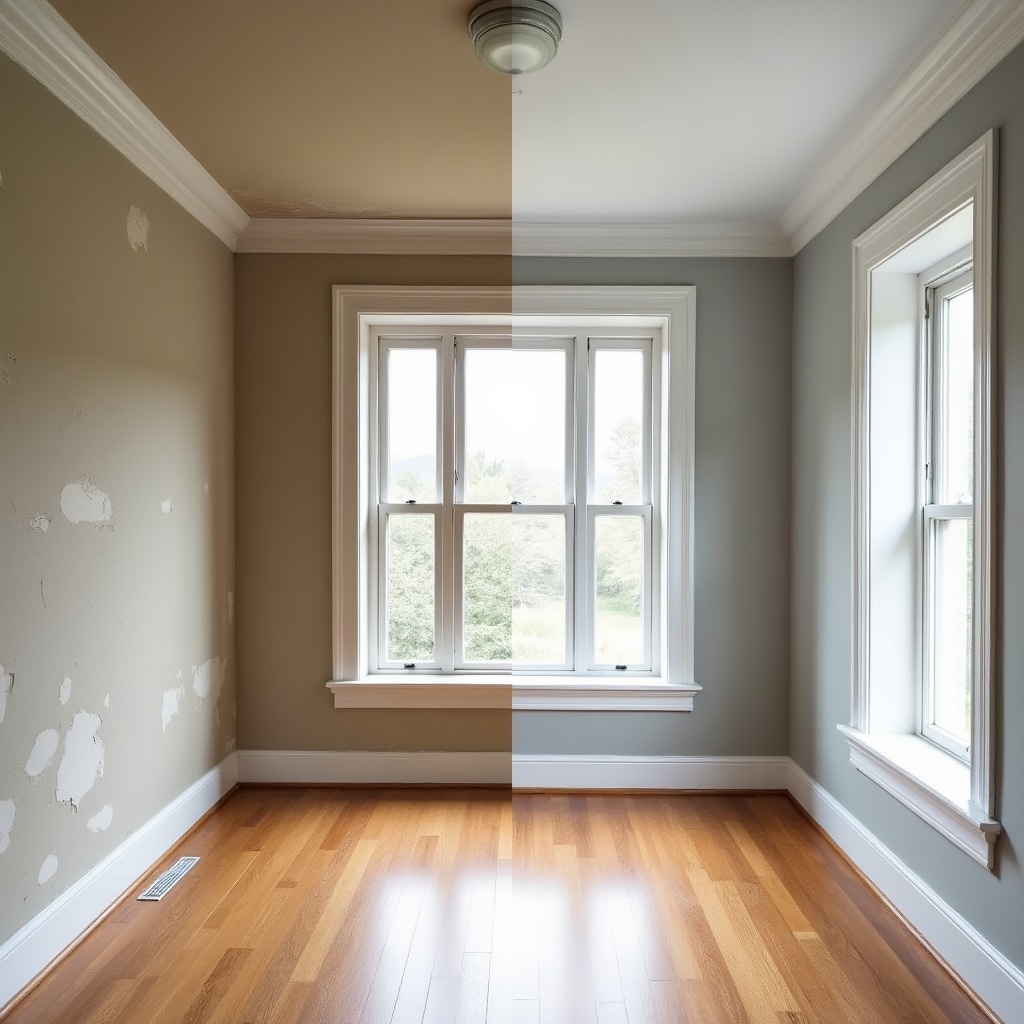 Professional painting transformation showing before and after