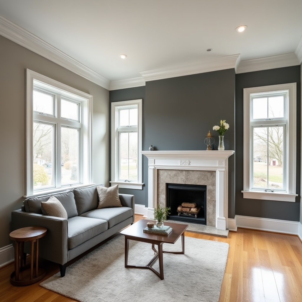 Freshly painted interior room with clean walls and trim